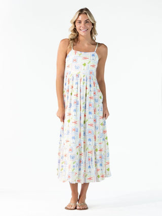 Tiered Coastal Pattern Dress