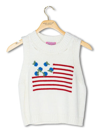 Americana Flower Flag Tank Top • White