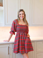 Simply Puff Sleeve Plaid Dress • Red