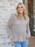 Simply Zip Up So Soft Sweater • Tan