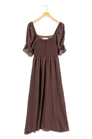 Solid Smocked Dress • Coffee
