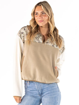 Aleyna Fleece Pullover • Tan Camo