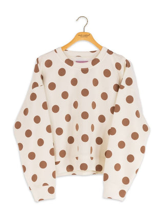 The Lounge Polka Dot Pullover • Cream & Brown