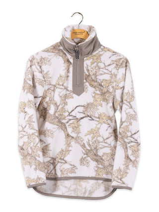 Youth Y-Neck Fleece Pullover • White Camo