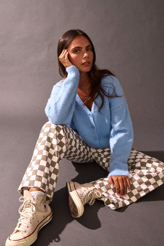 Denim Checkered Bottoms • Cinnamon