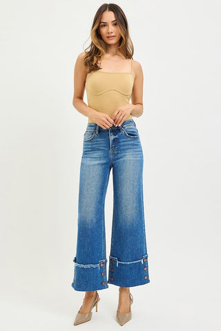 Cordelia High Rise Cropped Wide Leg Jeans • Medium