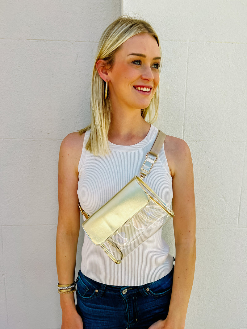 Tatum Clear Convertible Bag • Gold