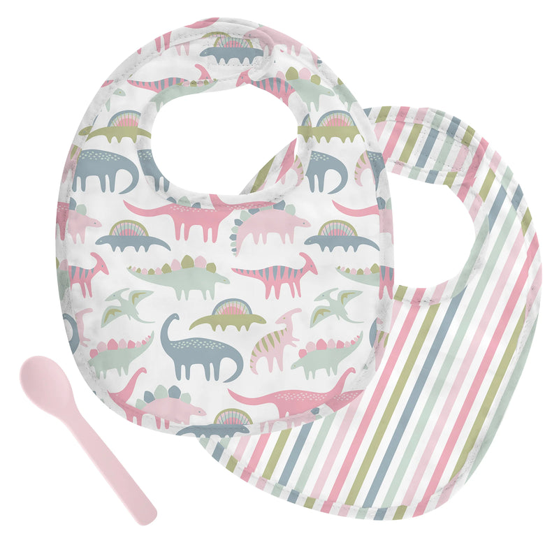 Muslin Bib Set • Pink Dino