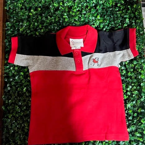 Kid's Color Block Polo Shirt • Red + Black