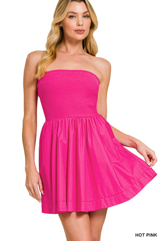 Kylie Sleeveless Fit and Flare Mini • Hot Pink
