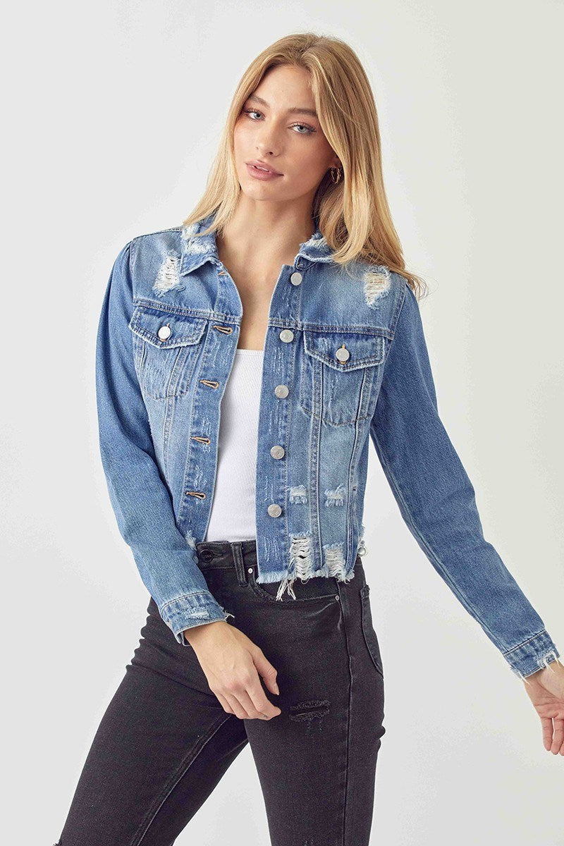 Taylor Shirring Sleeve Crop Jacket • Medium