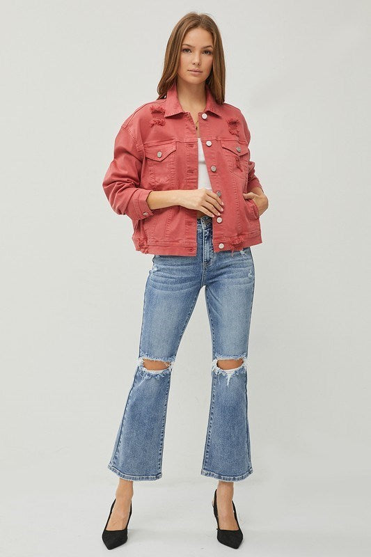 Kisha Oversized Distressed Jacket • Brick