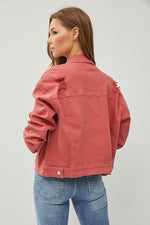 Kisha Oversized Distressed Jacket • Brick