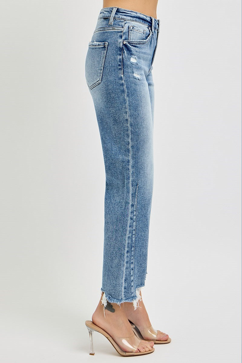 Ava High Rise Crop Straight Hem Jean • Medium