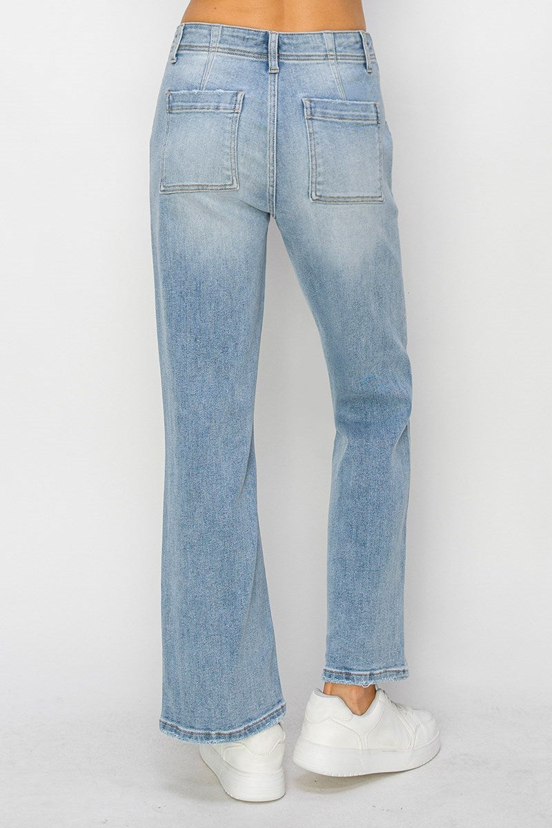 Havana High Rise Ankle Flare Pocket Jean • Light Denim