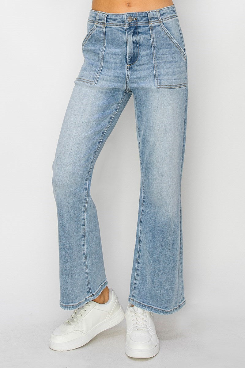 Havana High Rise Ankle Flare Pocket Jean • Light Denim