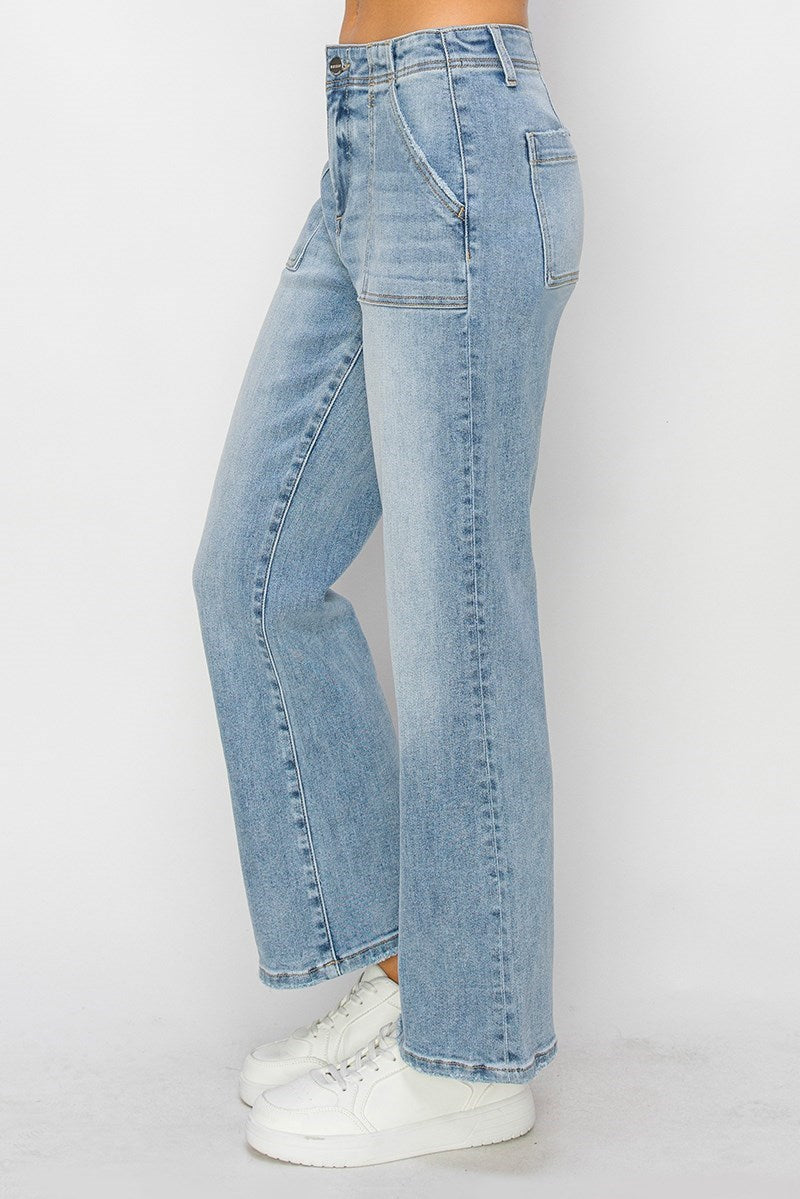 Havana High Rise Ankle Flare Pocket Jean • Light Denim