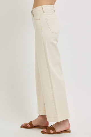 Hayden High Rise Crop Wide Leg Jeans • Ivory