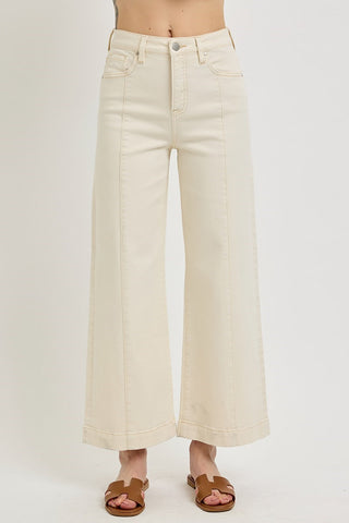 Hayden High Rise Crop Wide Leg Jeans • Ivory