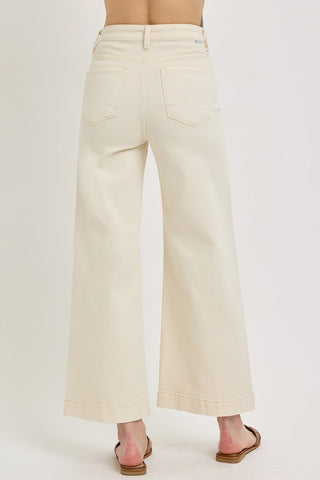 Hayden High Rise Crop Wide Leg Jeans • Ivory