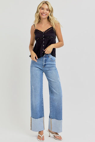 Alma High-Rise Wide-Cuffed Jeans • Medium