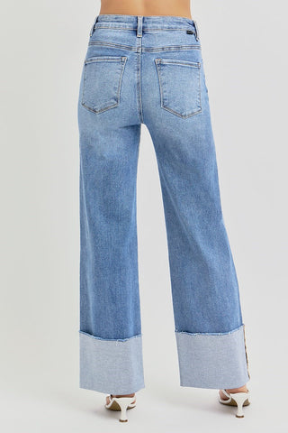 Alma High-Rise Wide-Cuffed Jeans • Medium