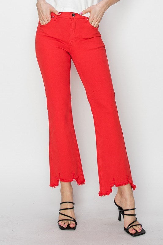 Kaprina Mid Rise Straight Step Hem Pants • Fiesta