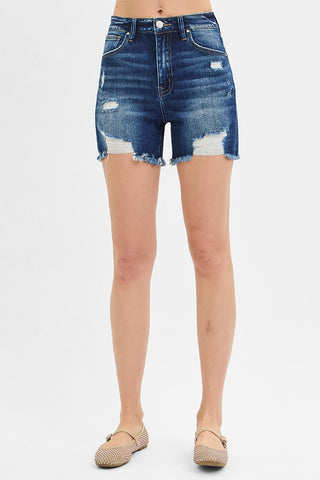 Haley High Rise Distressed Shorts • Dark