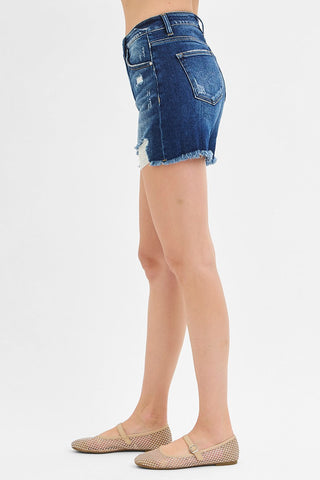 Haley High Rise Distressed Shorts • Dark