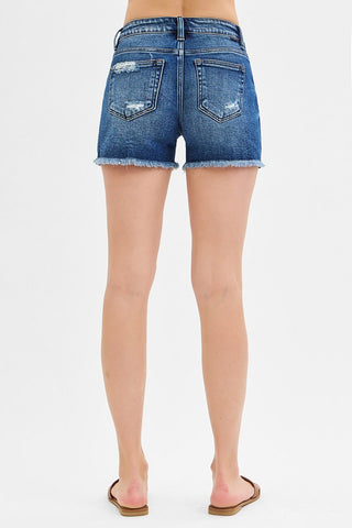 Regan Low Rise Pikaboo Lining Shorts • Dark Wash