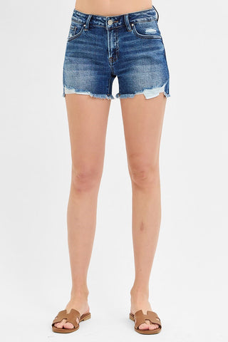Regan Low Rise Pikaboo Lining Shorts • Dark Wash
