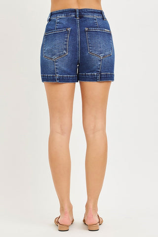 Raelynn High Rise Stud Detail Shorts • Dark Wash