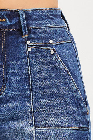 Raelynn High Rise Stud Detail Shorts • Dark Wash