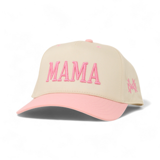 Mama Snapback Hat • Retro Pink/Natural