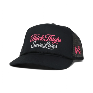 Thick Thighs Snapback Hat • Retro Black Mesh