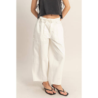 Harper Drawstring Jeans • White