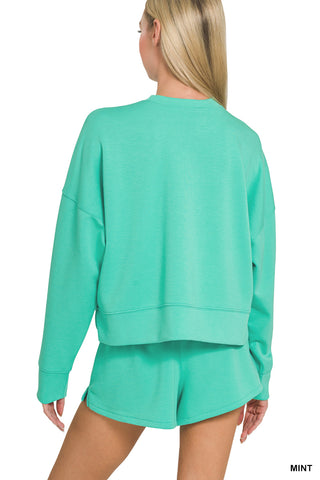 Katie Long Sleeve Sweatshirt & Shorts Set • Mint
