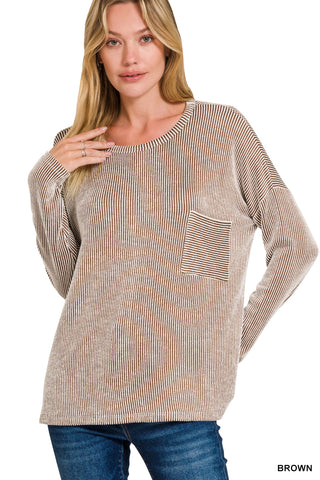 Illiana Oversize Long Sleeve Top • Striped