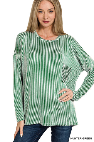 Illiana Oversize Long Sleeve Top • Striped