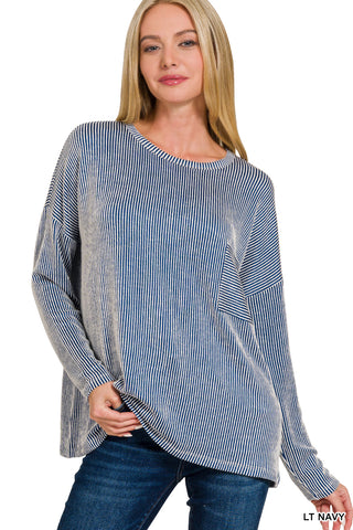 Illiana Oversize Long Sleeve Top • Striped