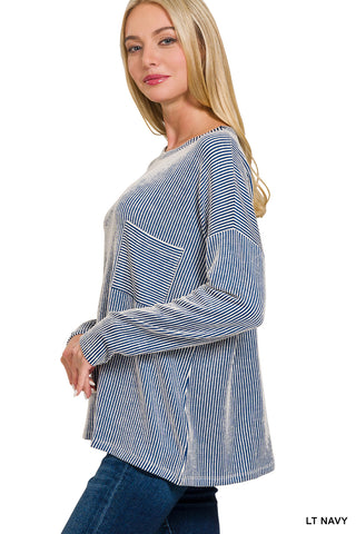 Illiana Oversize Long Sleeve Top • Striped