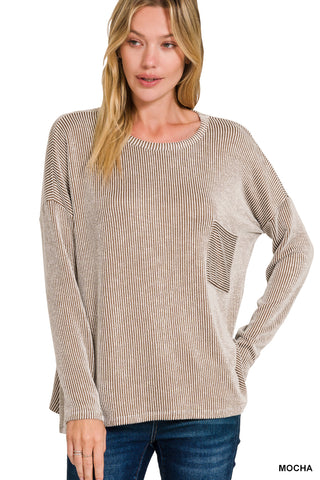 Illiana Oversize Long Sleeve Top • Striped