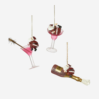 Cheers Santa Ornament - 3 Assorted
