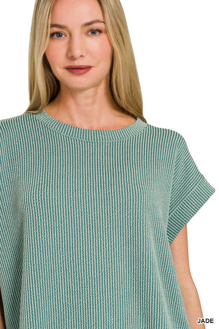 Arya Ribbed Cap Sleeve Top & Shorts Set • Jade