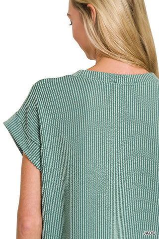 Arya Ribbed Cap Sleeve Top & Shorts Set • Jade