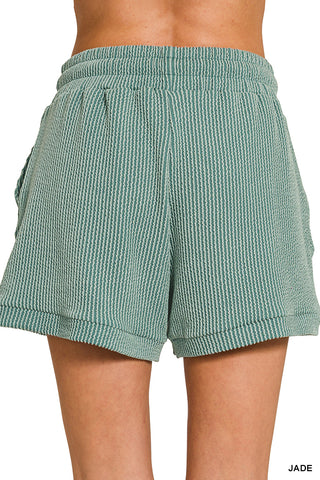 Arya Ribbed Cap Sleeve Top & Shorts Set • Jade