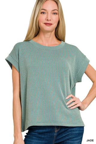 Arya Ribbed Cap Sleeve Top & Shorts Set • Jade