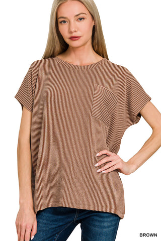Beth Striped Oversize Top • Brown