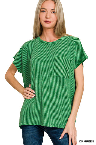 Beth Striped Oversize Top • Dark Green