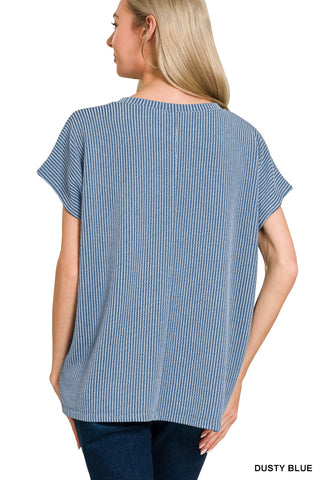 Beth Striped Oversize Top • Dusty Blue